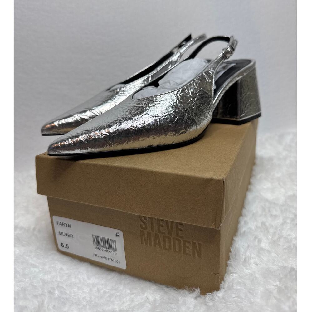 NWT Steve Madden Faryn Slingback Pumps silver size 6.5